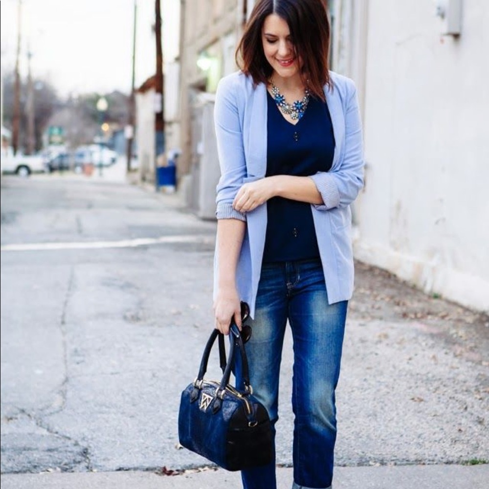 Mint / blue cardigan